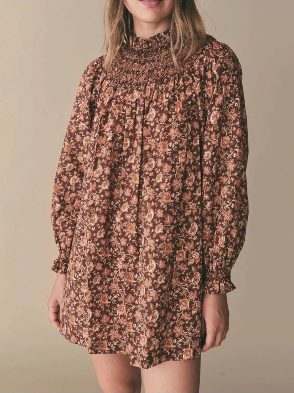 Doen Idalie cotton dress in Mulberry Vine print